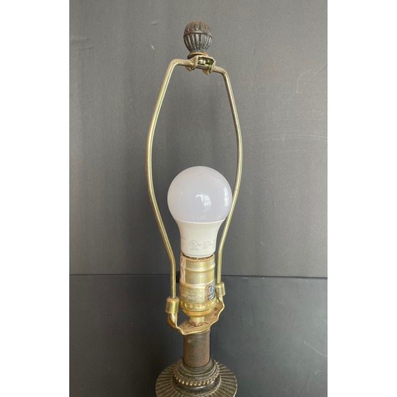 Vintage Antiqued Bronze Scroll Metal Table Lamp Base Tripod French Country Style - Picture 4 of 16